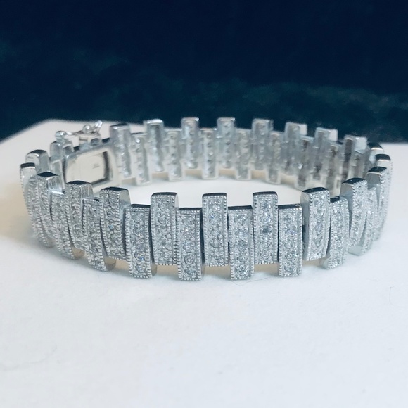 Vintage Sterling Silver & CZ Bracelet - Picture 1 of 5